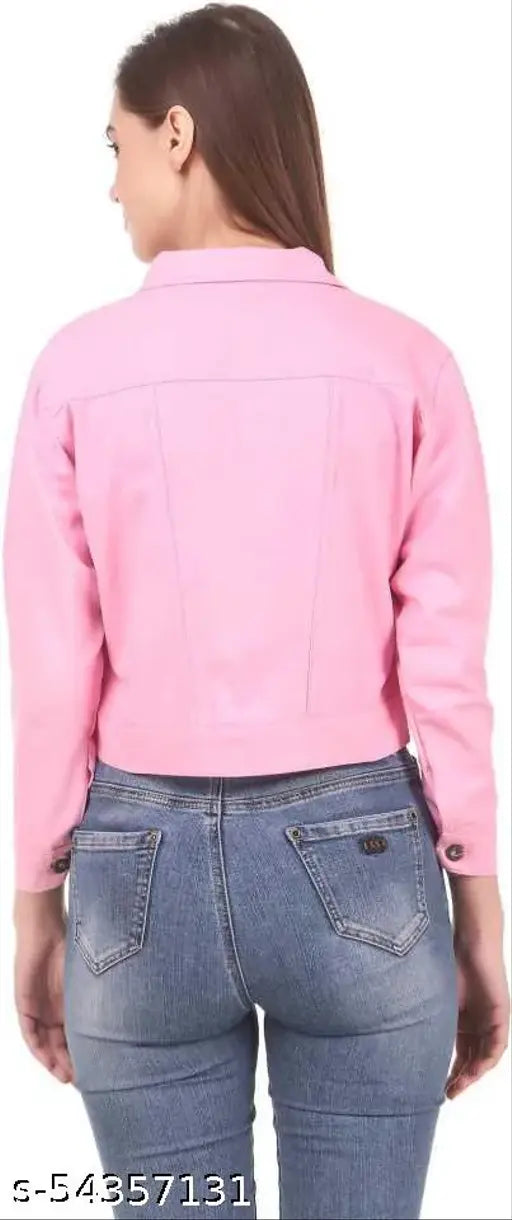 Pink cropped jacket, trending style, XS & L sizes (38in bust, 21in length, 16in shoulder), India-made