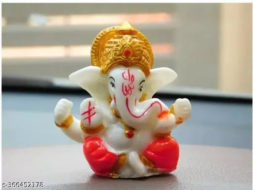 Crystal Ganesha Statue for car dashboard, home temple decoration - Indian religious idol