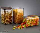 Brown Airtight Plastic Square Containers (Set of 12) for Kitchen Storage - Clear view, ideal for dry fruit storage