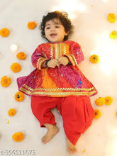 Cotton Anarkali Kurta and Dhoti Pants Set for Girls, festive party wedding outfit, printed with vibrant Indian motifs
