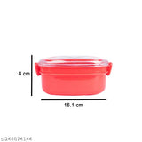Red plastic double layer frog-shaped kids lunchbox with included spoon