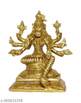 Golden brass Hindu God idol (13.5cm x 6.5cm x 11cm), decorative item for living room or bedroom, ideal spiritual or Feng Shui gift