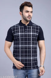 Mens cotton short sleeve polo t-shirt with printed design, available in S, M, L, XL, XXL, XXXL sizes