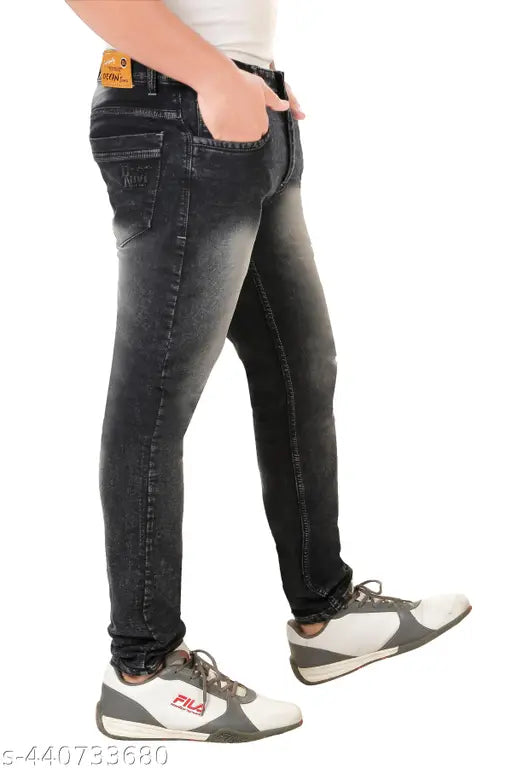 Dyed/washed denim jeans, premium fit for men's modern style. Indian-made, versatile and machine washable