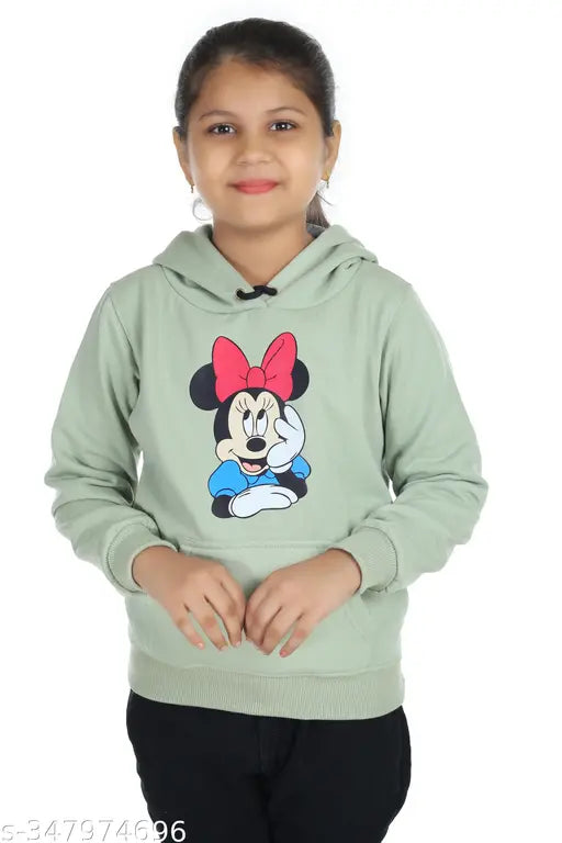 Warm polycotton girls hoodie sweatshirt with printed pattern, perfect for winter weather-resistant style and easy care