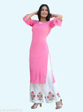 Rayon kurti palazzo set, solid color Indian rayon kurti and palazzos with three-quarter sleeves