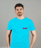 Men's round neck cotton t-shirt, short sleeves with printed net design. L size, chest 40in, length 28in. Made in India