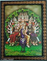 Synthetic resin, Indian-made Lord Subramanya Swamy six-faced Aarumuga Murugan photo frame with peacock, 9x12 inches