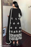 Embroidered Georgette Anarkali Gown, long sleeves, soft & smoothening touch, trendy Indian fashion
