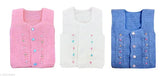 Hand-knitted wool vest pack for new born infants (pink, white & blue), easy-to-wear, breathable, and hypoallergenic, perfect for playtime or outings