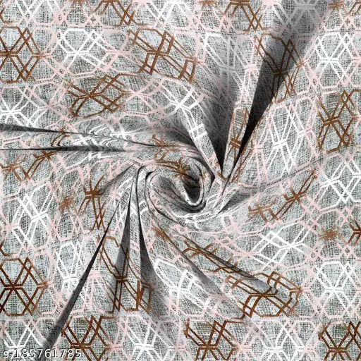 Cotton fitted double bedsheet set, geometric pattern, 2 pillow covers included - ideal for summer adult use from Ah creations