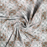 Cotton fitted double bedsheet set, geometric pattern, 2 pillow covers included - ideal for summer adult use from Ah creations