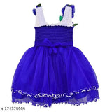 Silver net knee-length dress for baby girls (fe195dblu), elegant and spruce wardrobe essential, made in India