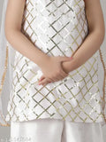 Unique silk blend girls salwar suit kurta sets, checked pattern, trendy party wear for 1-7 years