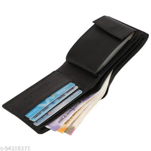 Brown faux leather men's casual wallet, 8 card slots, textured design, free size (11cm x 9cm)