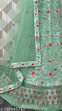 Designer net embroidered lehenga choli set, semi-stitched blouse and matching dupatta. Free size, 2.5m dupatta length, best for normal occasions. Indian ethnic wear, partywear lehenga choli
