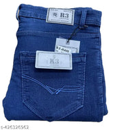 Men's denim stretchable jeans for regular wear, solid pattern, casual and formal. Denim pant with fine quality fabric, pre-washed for the best fit. Available in sizes 32, 34, 36, 38 (Waist: 32/34/36/38in, Length: 41in, Hip: 37/39/41/43in). Made in India