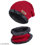 Woolen beanie cap and neck scarf, warm winter essential from India