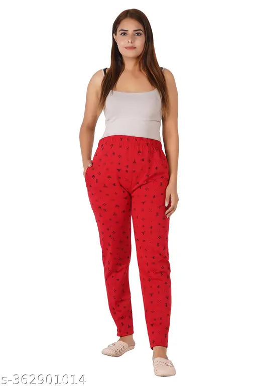Maroon fleece-lined woolen winter track pant by ARUSHI for women/girls, featuring animated characters print and maxi length
