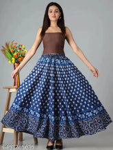 Printed cotton women's skirts, available in sizes 28-XXL, Made in India