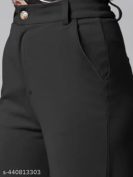 Cotton Lycra solid net women's formal pant for office - India