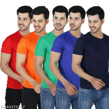 Stylish modern men's polyester t-shirts - solid pattern, short sleeves, vibrant colors & standard sizes