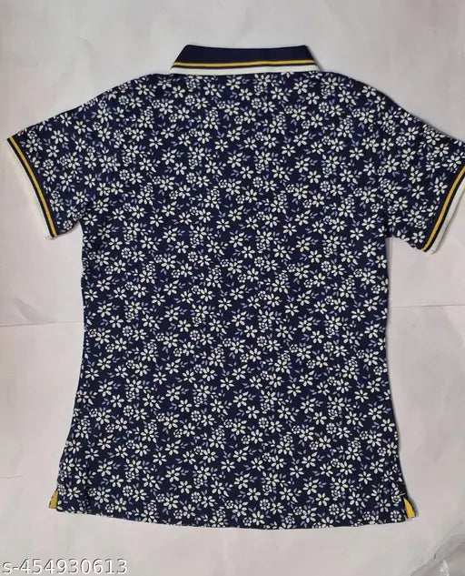 Printed lycra short-sleeve Ferroni Girls Collar T-shirt, soft touch, export quality