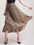 Casual glamorous women's western crepe skirts, printed net, multiple sizes available (26-38in waist, 35in length, 30-36in hip)