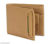Beige faux leather men's wallet with 2 compartments and 7 card slots, ideal for travel or formal occasions, perfect for Valentine's Day couples gift