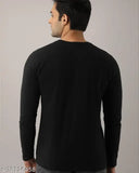 Black cotton solid long sleeve casual t-shirt from Clothing Culture, men's clothing for casual wear