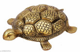 Golden oxide metal Articia Tortoise showpiece for Feng Shui home decor, brings balance, harmonizes environment, and symbolizes good luck & longevity