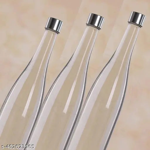 Clear, airtight leak-proof Hari Enterprise glass bottles (1L), ideal for beverages, oil, vinegar, or soda. Pack of 3, BPA-free, refrigerator-safe, made in India