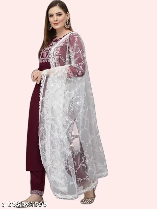 Cotton Printed Kurta Pant Dupatta Set, three-quarter sleeves, stylish Indian fashion for women's traditional wear