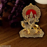 Golden, intricate Hindu Goddess Durga Maa statue (4 inch), perfect for gifts and religious occasions, handcrafted in India