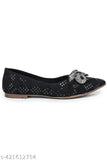 Black synthetic leather ballerinas by Shezone for women's elegant slip-on footwear
