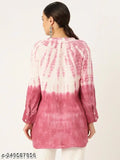 Pink viscose rayon loose-fit shirt, dyed/washed tie-dye pattern, versatile fashion piece for multiple outfits