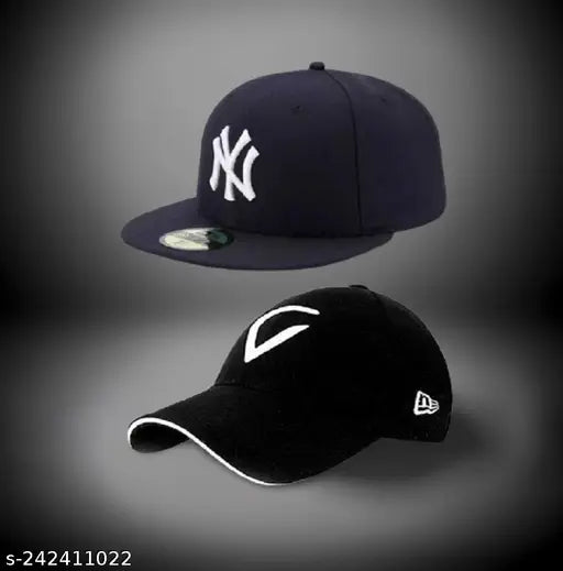 Cotton NY Embroidery Snapback & V Baseball Caps (Hiphop style), 2-pack, suitable for men and women