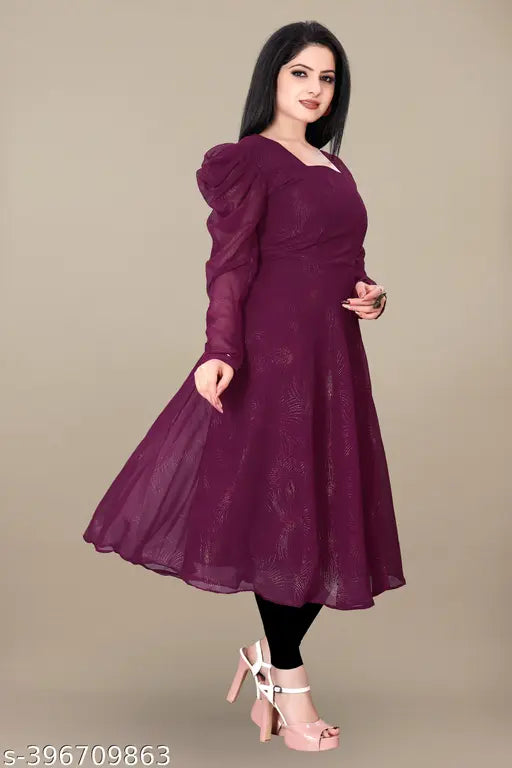 Georgette printed kurti and dupatta for women under 299, solid color combination, three-quarter sleeves. Indian cotton kurti and dupatta, single sizes available from M to XXXL