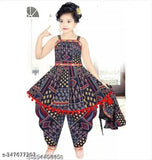 Cotton blend colorblocked masted jckt with dhoti pants for girls, Indian ethnic wear