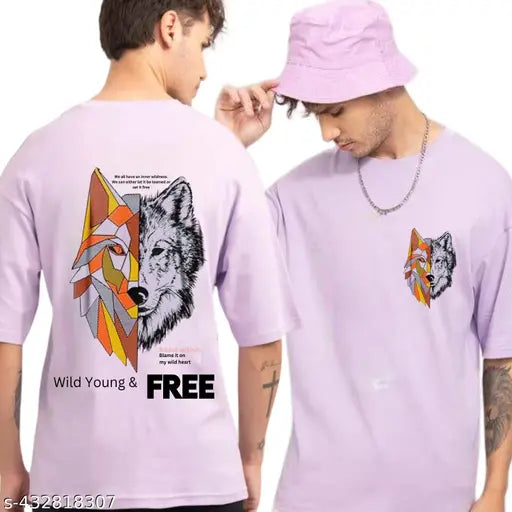 Graphic printed cotton blend oversize t-shirt for men, stylish Indo-Western fusion wear, made in India