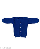 Blue wool unisex sweater set, self-design net pattern for babies, made in India (0-3M, 0-6M, 3-6M)