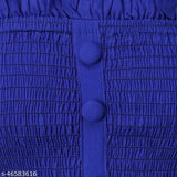 Solid blue cotton blend sleeveless jumpsuit for women, trendy and stylish for any occasion