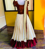 Embroidered poly silk Lehenga Dhavani Set, semi-stitched with tissue dupatta, Indian handwork design