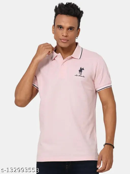 Men's cotton short-sleeve polo t-shirts with printed design, available in sizes S, M, L, XL from India
