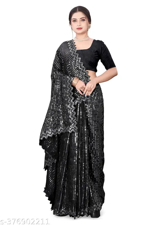 Heavy embroidered Georgette sari, India - Solid net blouse with separate piece