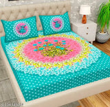 Super Soft pure cotton printed double bed sheets with 2 matching pillow covers - luxury & comfort for your bedroom