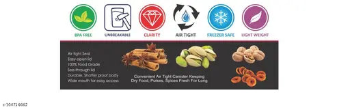 Black plastic dry fruit jar pack of 10, airtight for food storage, transparent and unbreakable square containers, 1100ml each, Indian-made