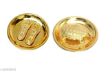 Gold brass Vastu Tortoise & Lakshmi Charan Paduka Yantra, 9 cm diameter. Feng Shui showpiece for wealth, luck, and success