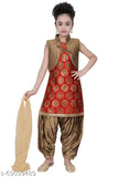 A-line art silk kurta sets for girls, self-design sleeveless with dupatta, 8-9 years, India