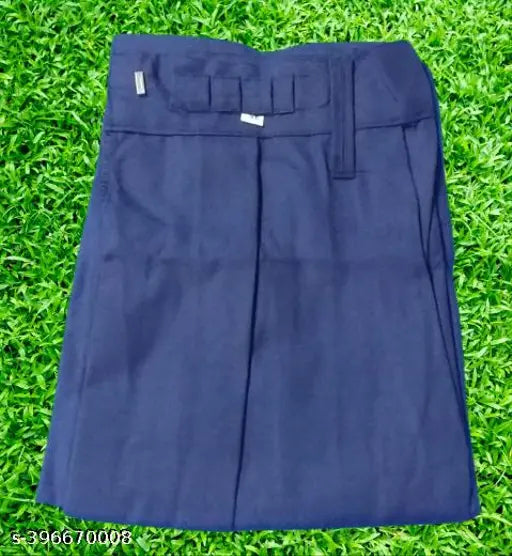 Trendy cotton blend navy blue school skirt for girls, self-design net pattern. Single pcs packing, suitable for professional or work settings. White uniform bottom, size 28, India origin